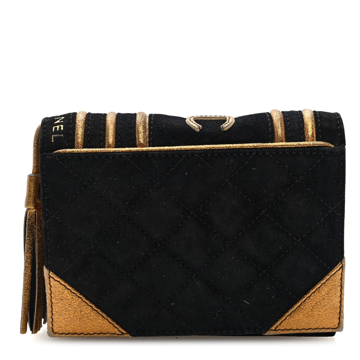 Suede Quilted Bible Book CC Clutch Black