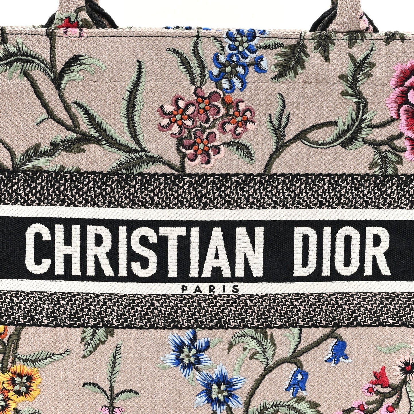 Canvas Embroidered Petites Fleurs Medium Book Tote Rose Multicolor
