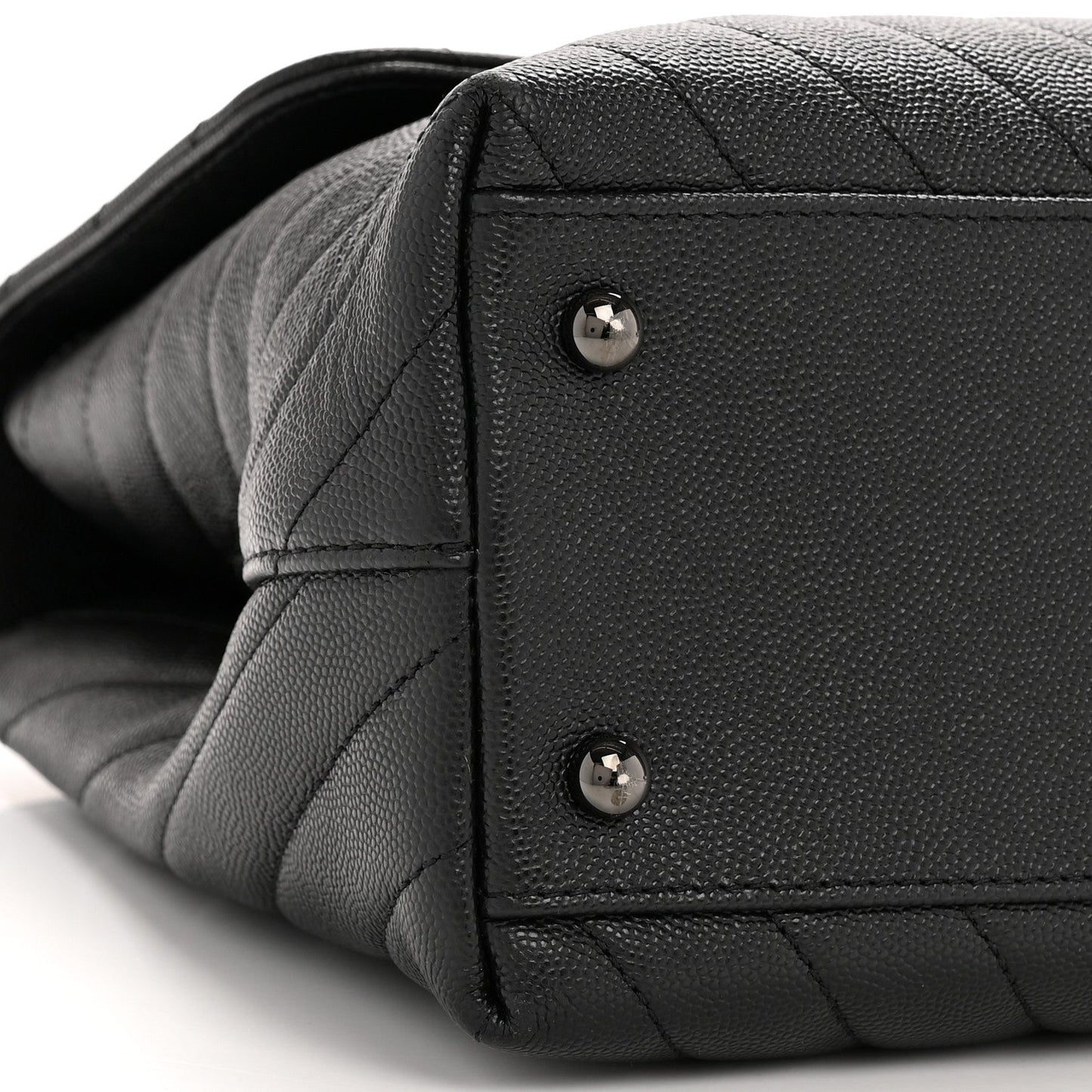 Caviar Chevron Quilted Medium Coco Handle Flap So Black