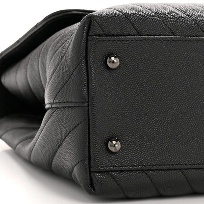 Caviar Chevron Quilted Medium Coco Handle Flap So Black