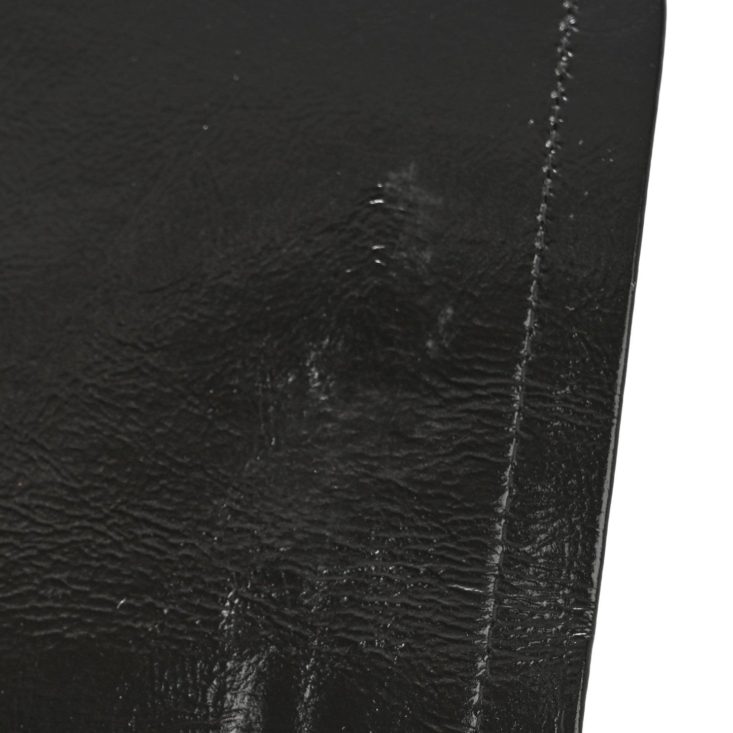 Shiny Crumpled Calfskin Quilted Jumbo Double Flap So Black