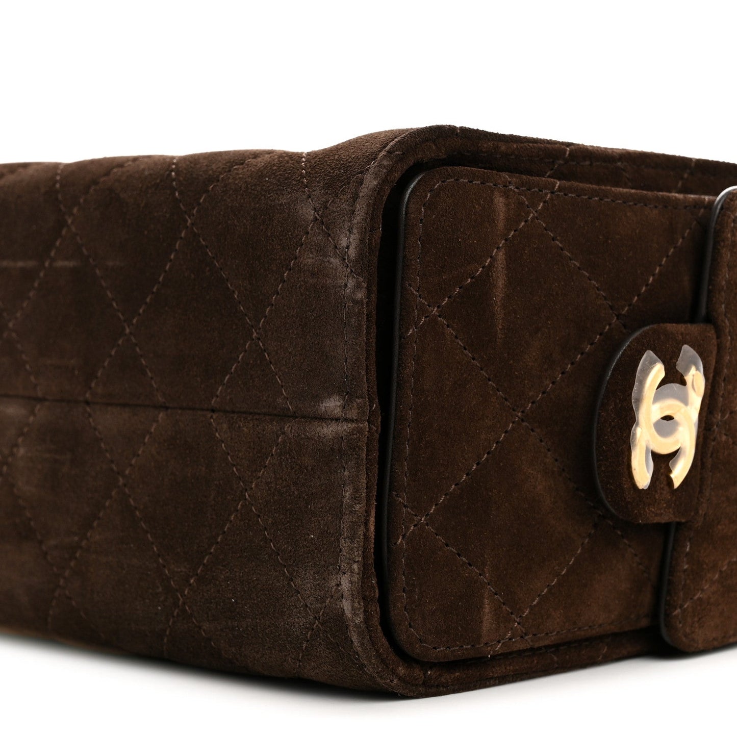 Suede Quilted Mini Chanel 25 Handbag Dark Brown