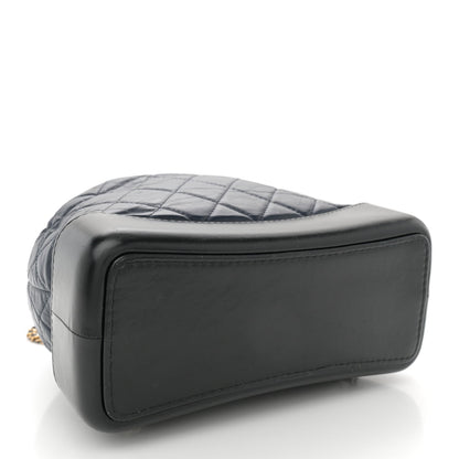 Aged Calfskin Quilted Gabrielle Backpack Navy Black