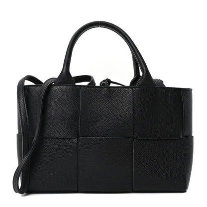 Grained Calfskin Intrecciato Mini Arco Tote Black