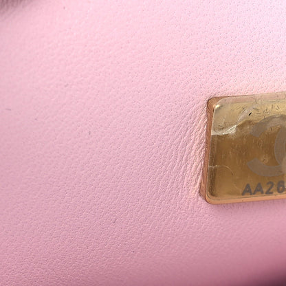 Crystal Embellished Metallic Lambskin Mini Chanel 22 Pink