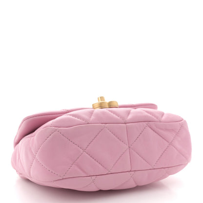 Lambskin Quilted Mini Lacquered Chain Flap Pink