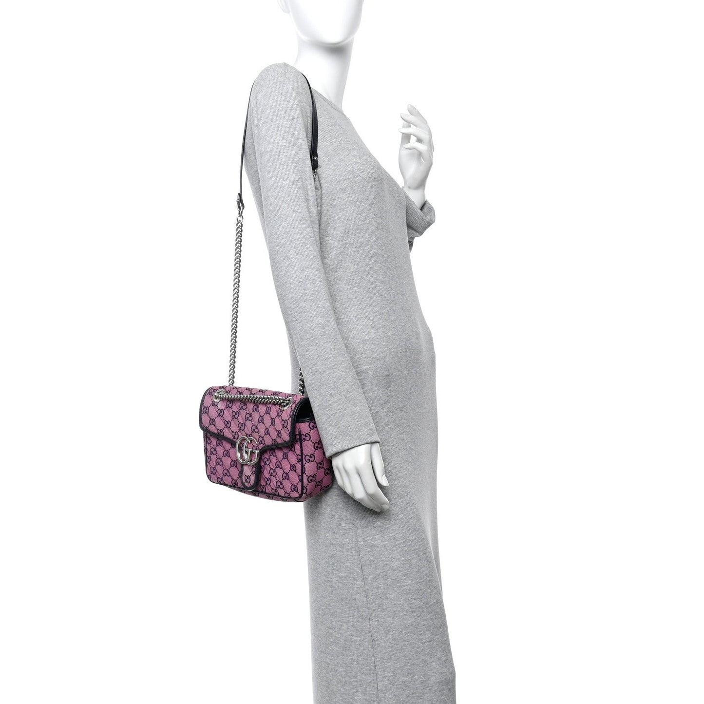 Monogram Multicolor Matelasse Diagonal Small GG Marmont Shoulder Bag Pink Blue