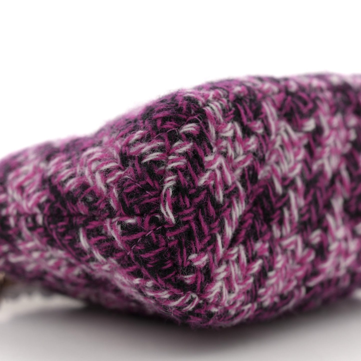 Tweed Quilted Mini Clutch With Chain Purple