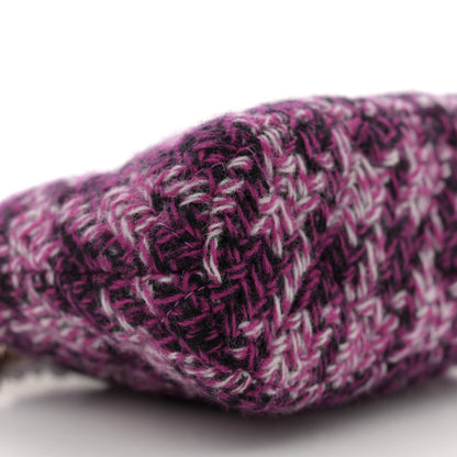 Tweed Quilted Mini Clutch With Chain Purple