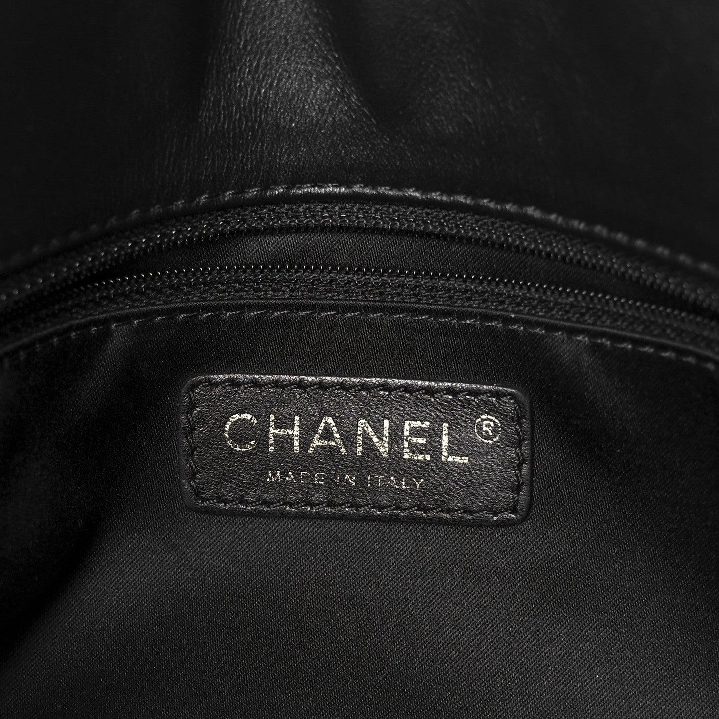 Calfskin Surpique Chevron Large Flap Black