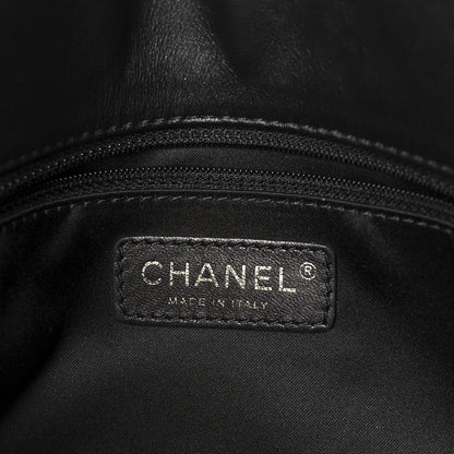 Calfskin Surpique Chevron Large Flap Black