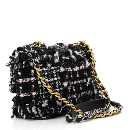 Tweed Sequin Quilted Medium Chanel 19 Flap Black Multicolor