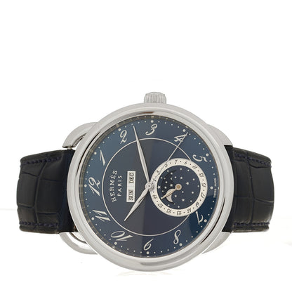 Stainless Steel Alligator 43mm Arceau Grande Lune Automatic Watch Bleu Abysse