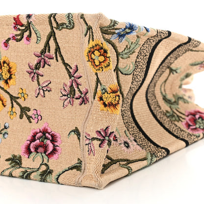 Raffia Embroidered Petites Fleurs Medium Book Tote Natural