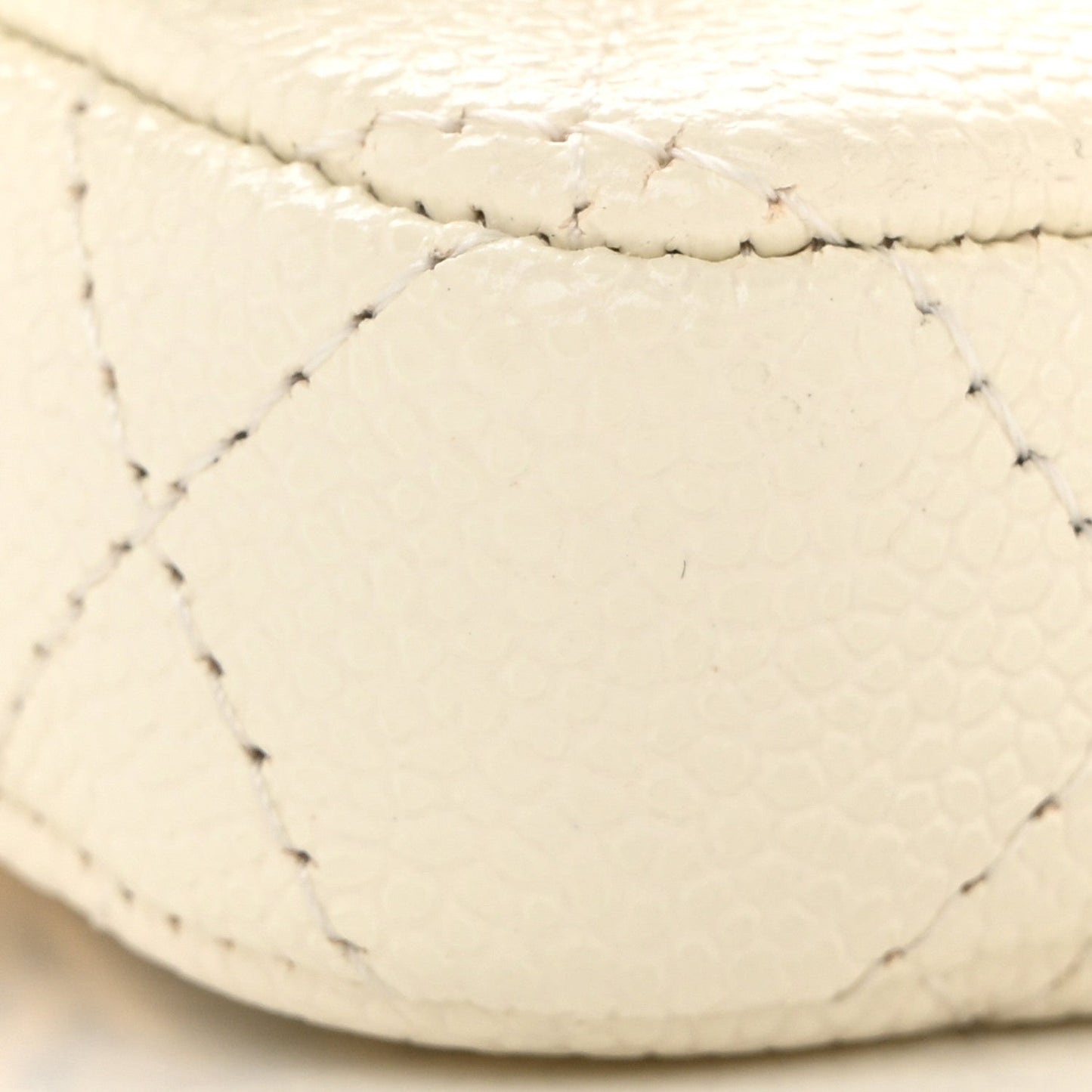 Shiny Caviar Quilted Chain Melody Belt Bag White