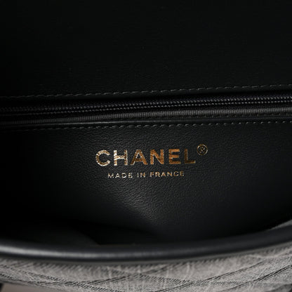 Washed Denim Quilted Messenger Flap Black