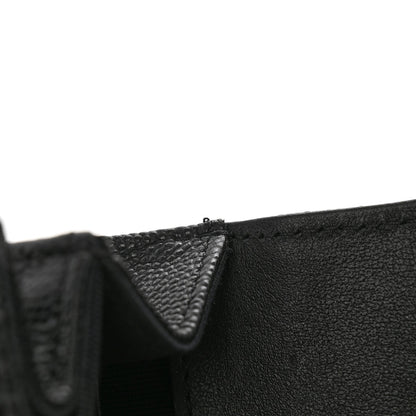 Shiny Caviar Quilted Clutch With Chain Black