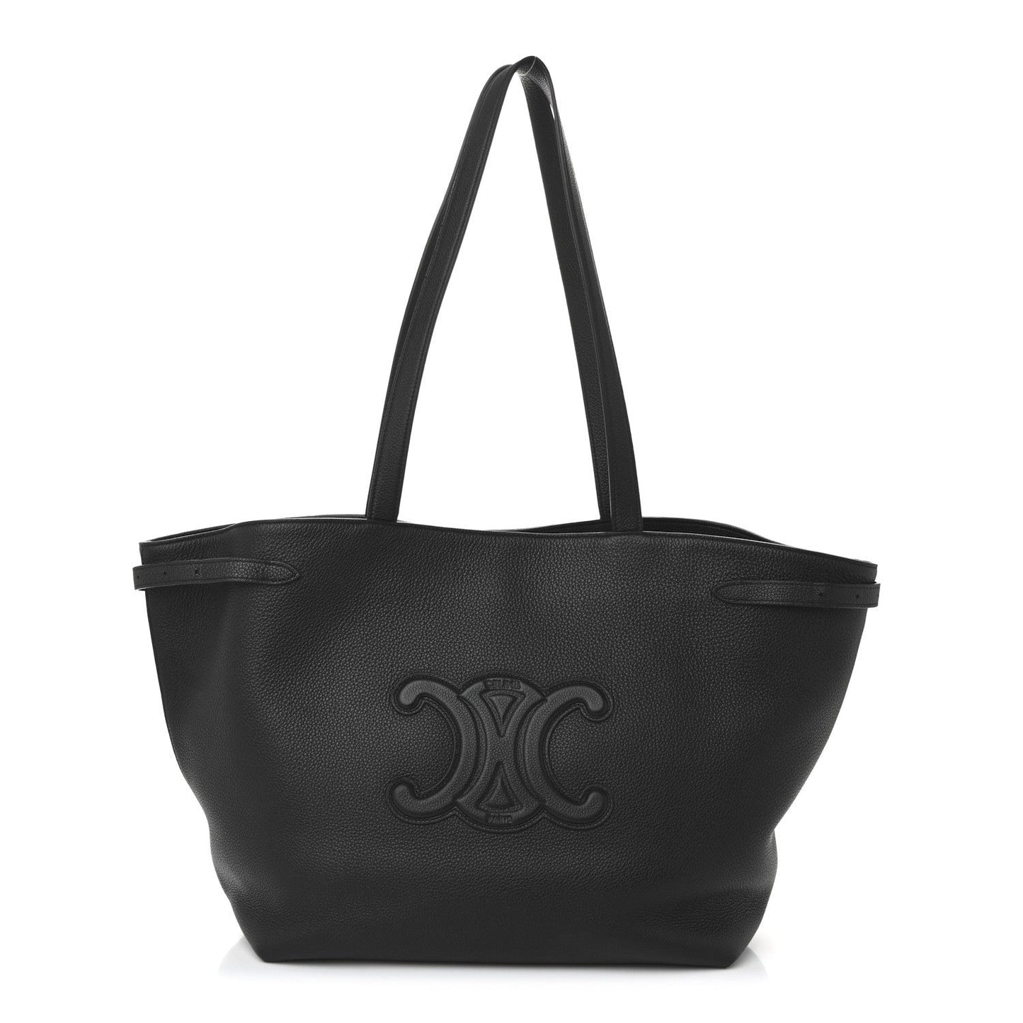 Grained Calfskin Triomphe Medium Cabas Anais Black