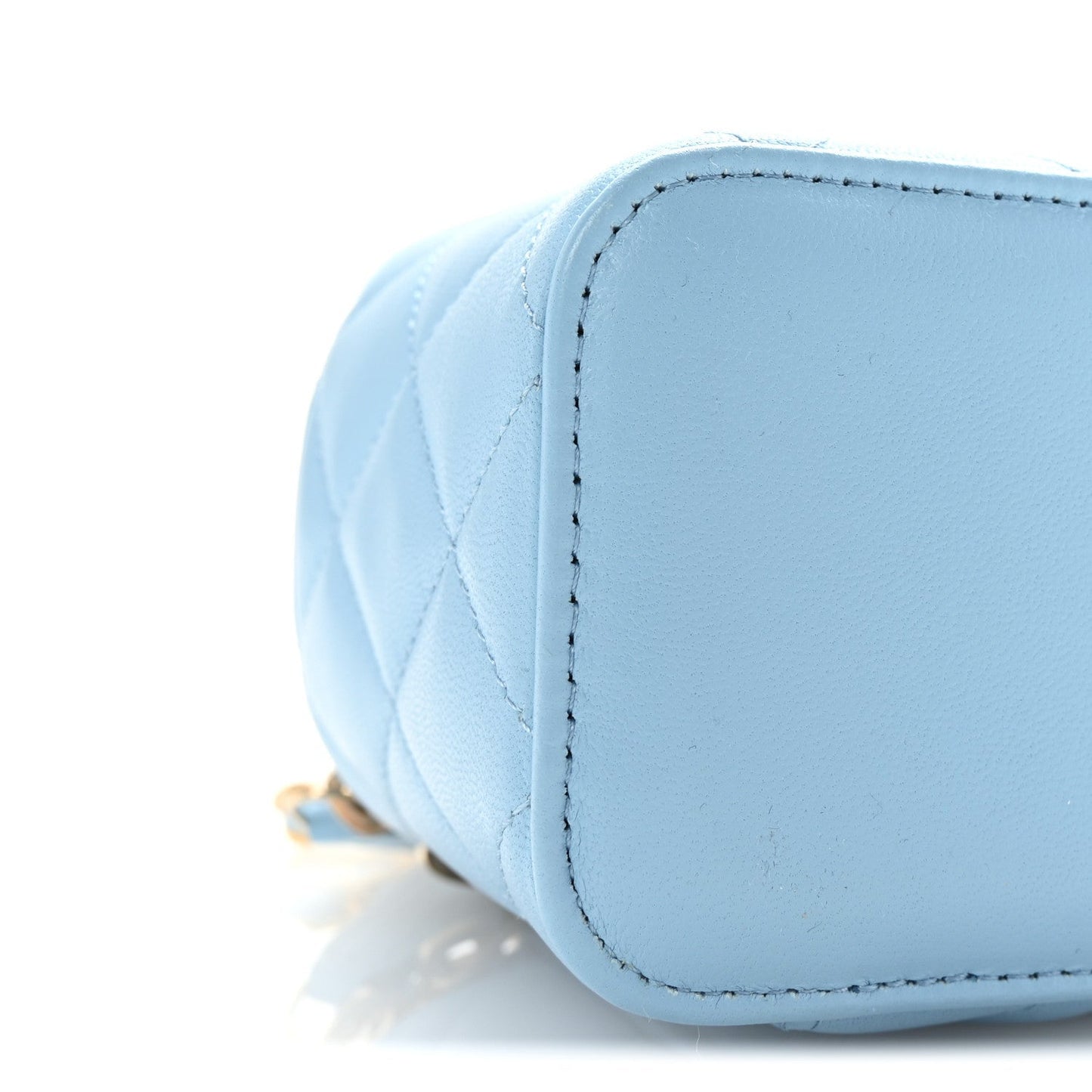 Lambskin Quilted Pearl Crush Mini Vanity Case With Chain Light Blue