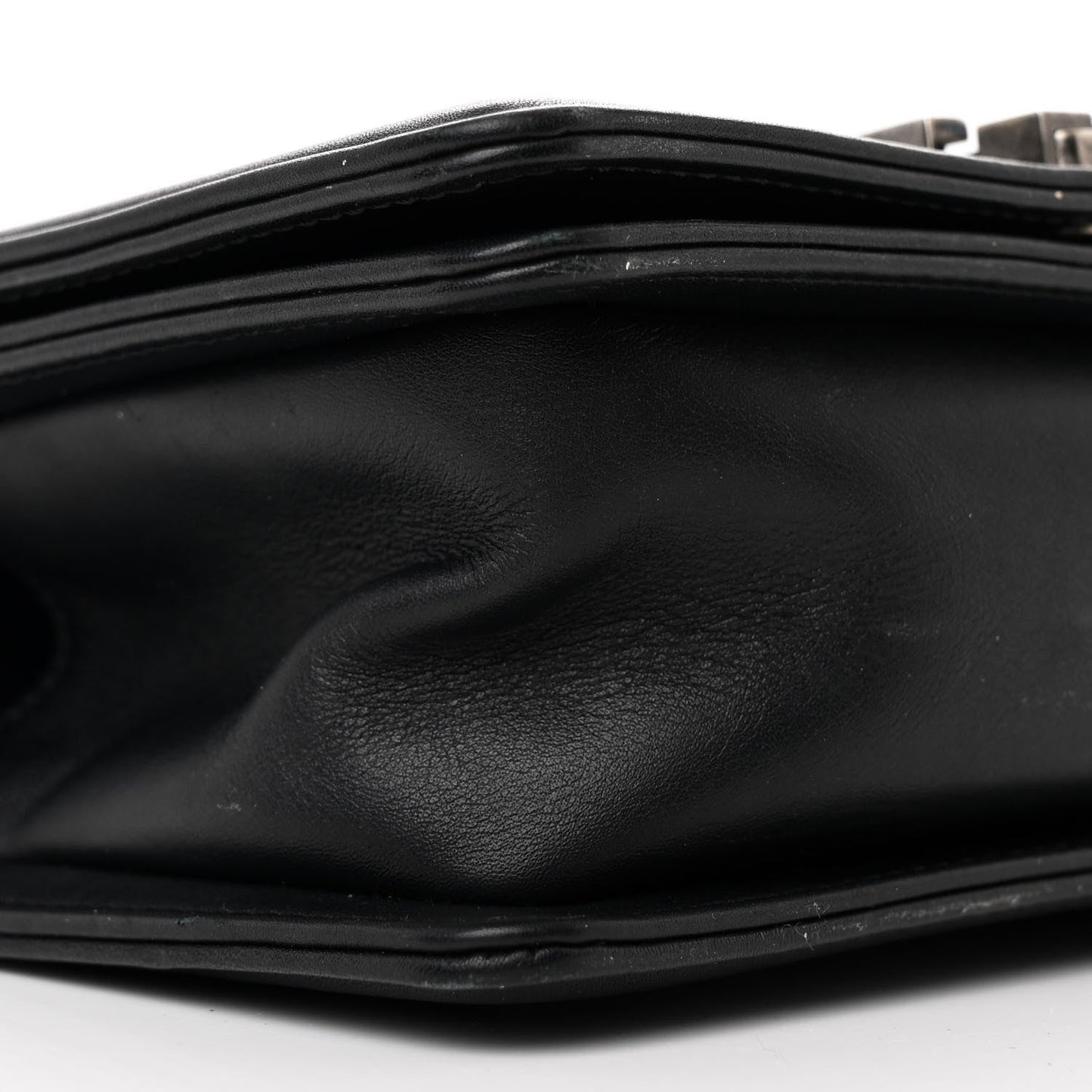 Calfskin Woven Small Boy Flap Black White