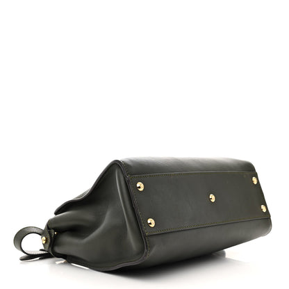 Vitello Seta Shiny Nappa Medium Peekaboo Iconic Satchel Verde Prato Makeup
