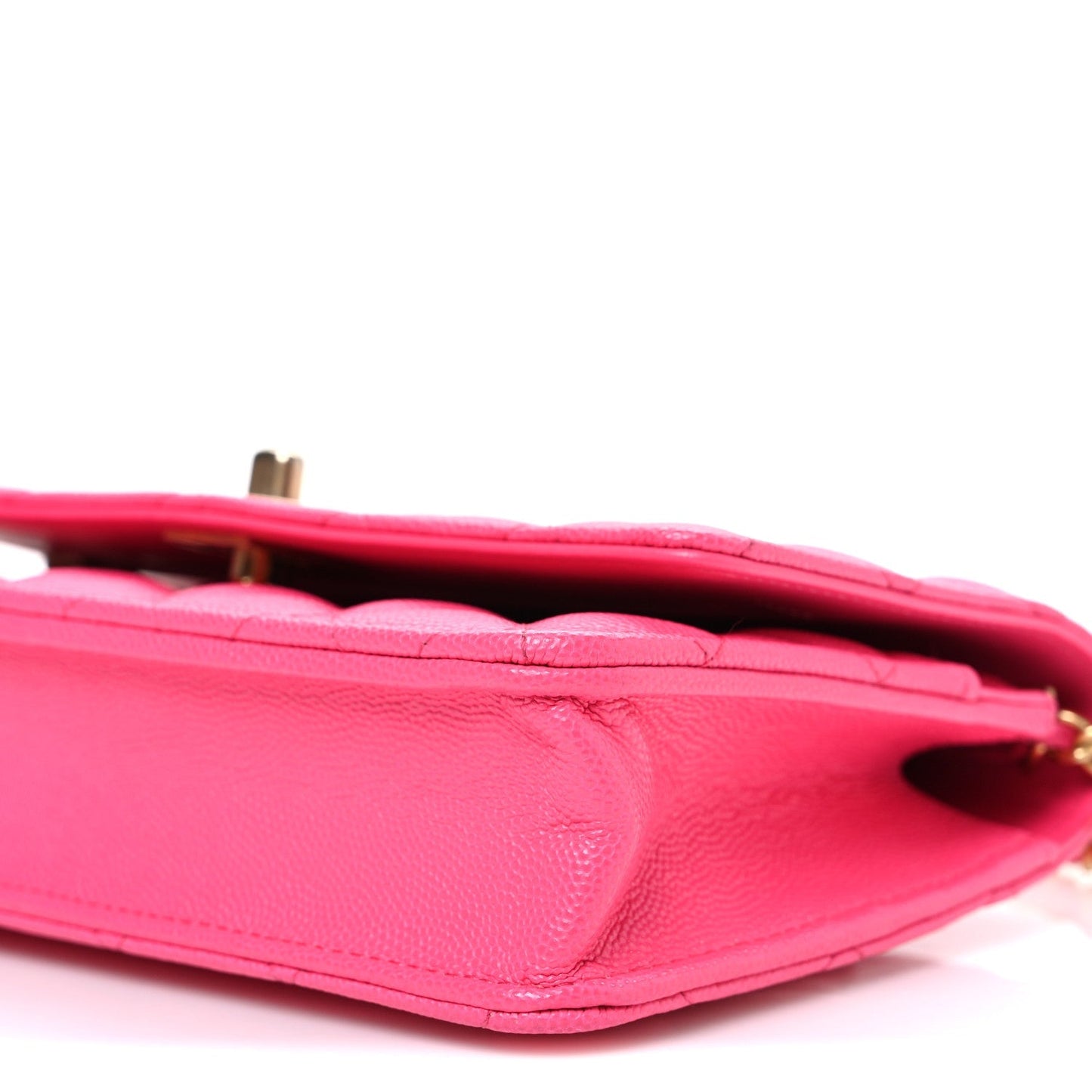 Caviar Quilted Glitter CC Roller Skate Wallet on Chain WOC Pink