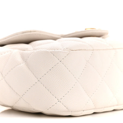 Caviar Quilted Small Wavy CC Hobo White