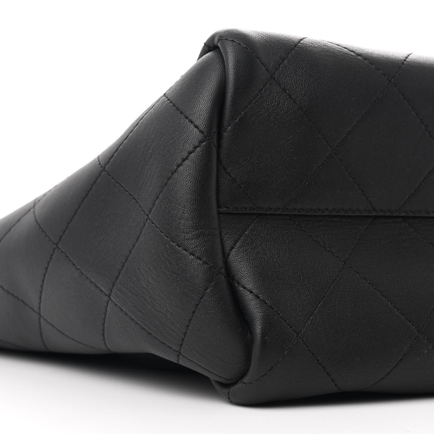Caviar Stitched Large Lady Coco Shopping Tote Black