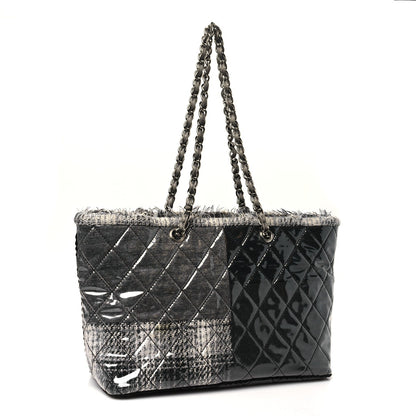 Vinyl Funny Tweed Patchwork Tote Grey