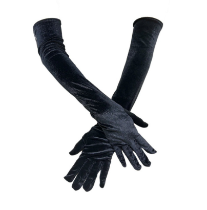 20s black bridal gloves wedding gloves long velvet women's gloves opera evening gloves     S6228