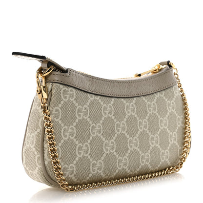 GG Supreme Monogram Textured Dollar Calfskin Web Mini Ophidia GG Handbag Beige Mystic White Oatmeal