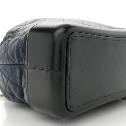 Aged Calfskin Quilted Gabrielle Backpack Navy Black