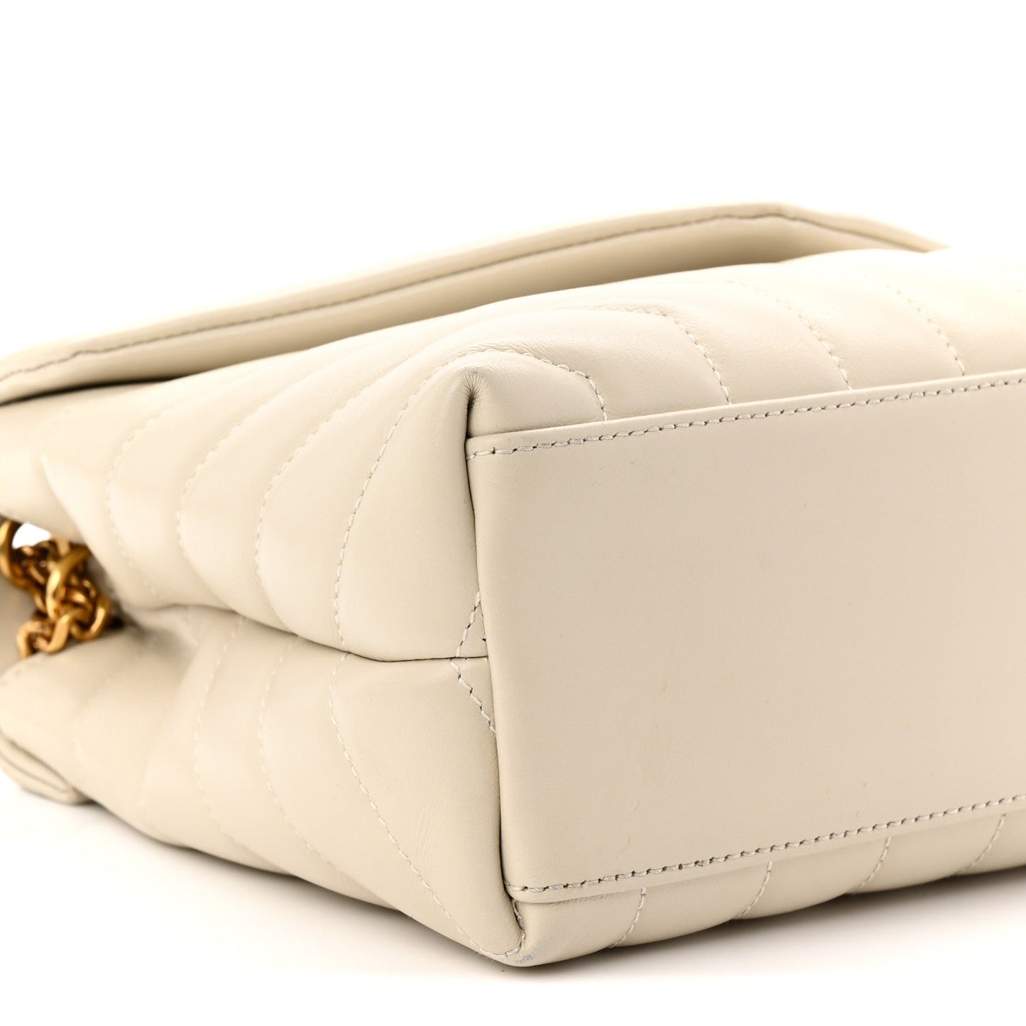 Calfskin Y Quilted Monogram Small Loulou Chain Satchel Crema Soft
