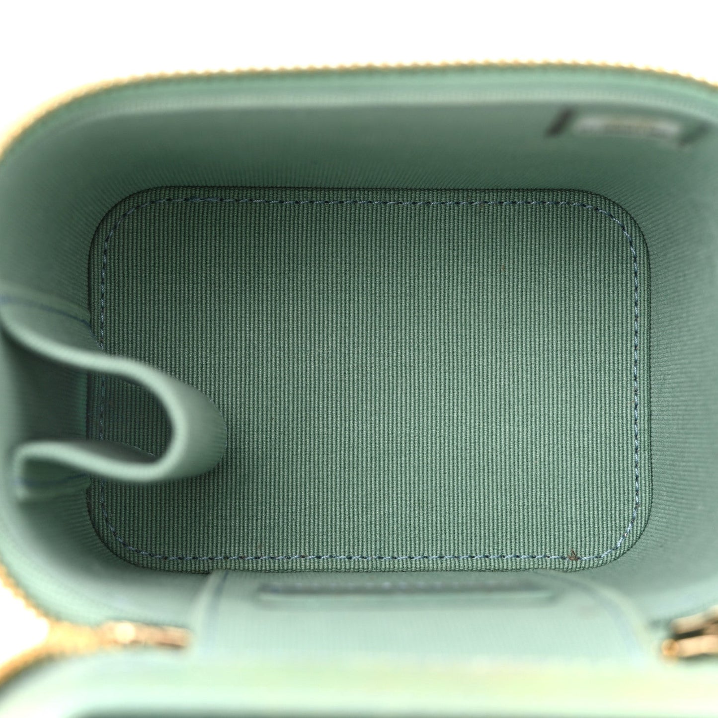 Lambskin Quilted Ombre Top Handle Mini Vanity Case With Chain Blue Green