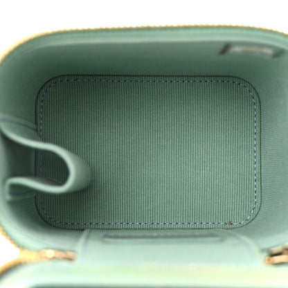 Lambskin Quilted Ombre Top Handle Mini Vanity Case With Chain Blue Green