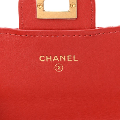 Aged Calfskin Quilted 2.55 Reissue Clutch With Chain Red