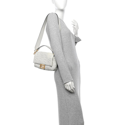Nappa FF 1974 Embossed Large Baguette White
