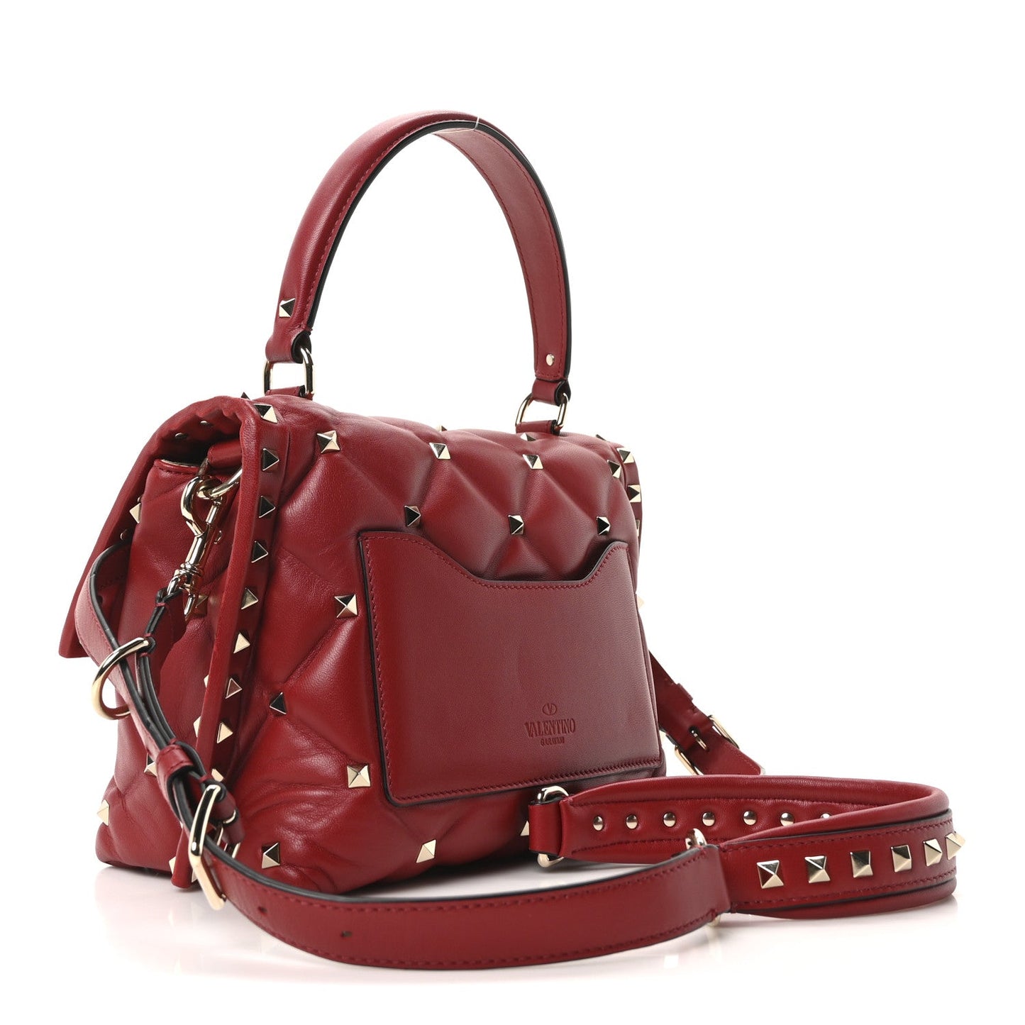 Nappa Medium Candystud Top Handle Bag Rosso Valentino