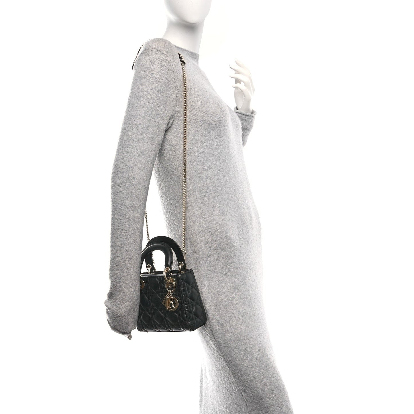 Lambskin Cannage Mini Lady Dior Black