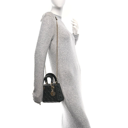 Lambskin Cannage Mini Lady Dior Black