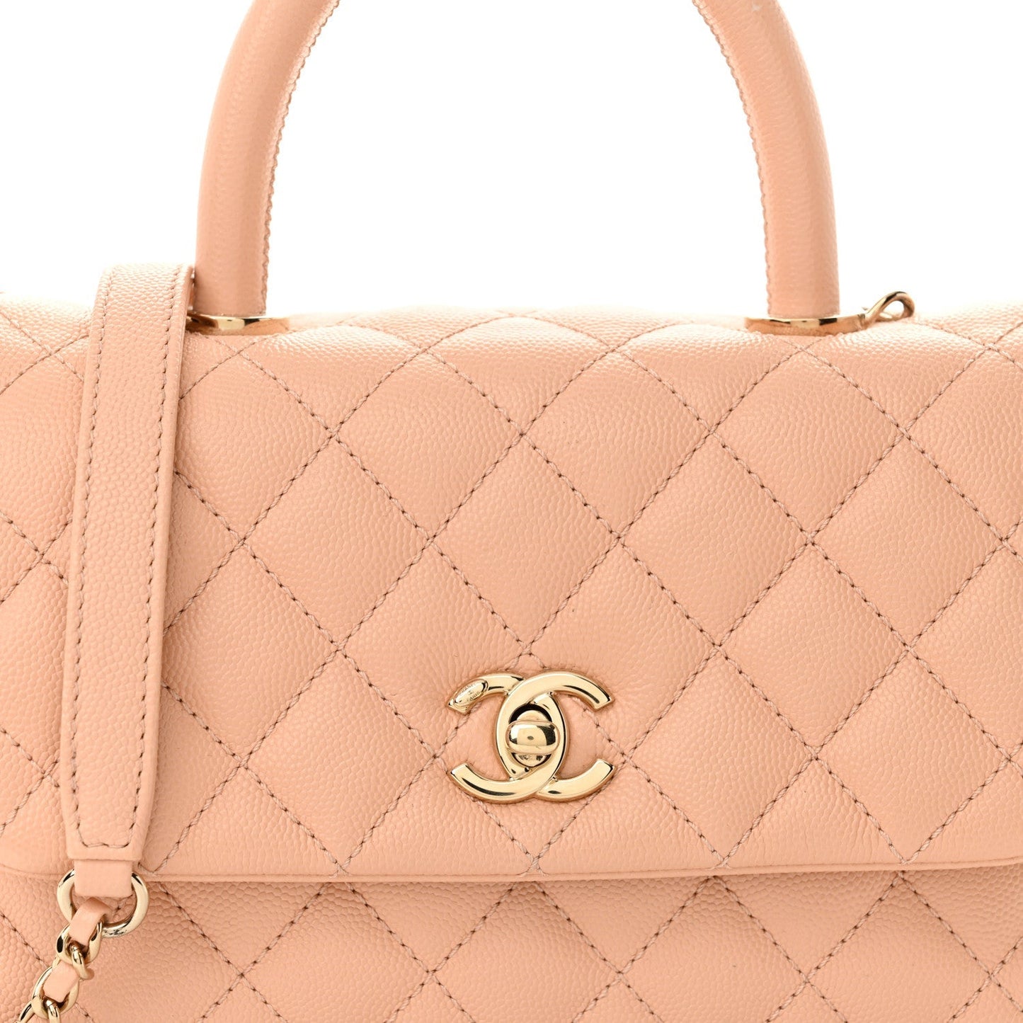 Caviar Quilted Mini Coco Handle Flap Light Pink