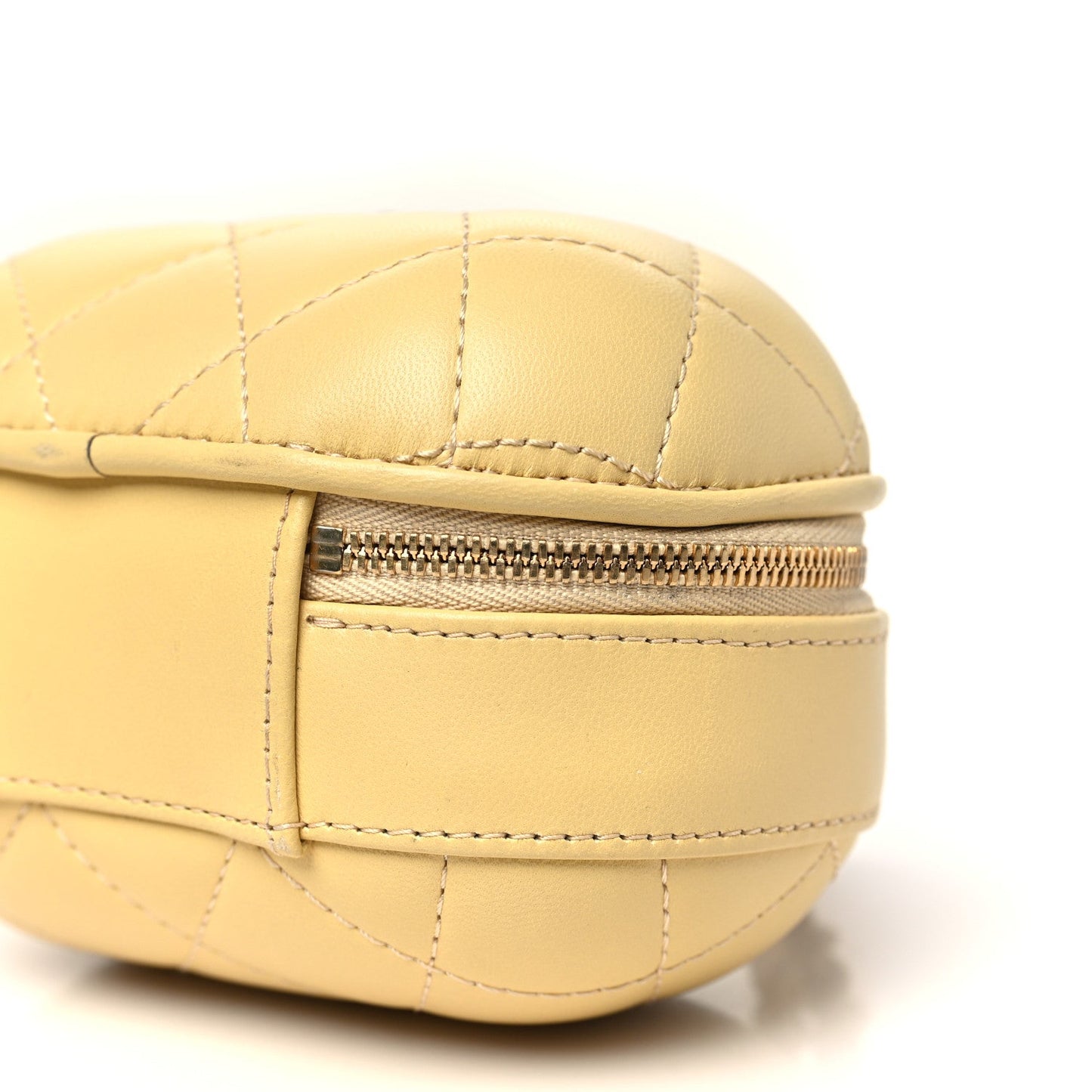 Lambskin Quilted CC Bubble Vanity Case With Chain Light Yellow