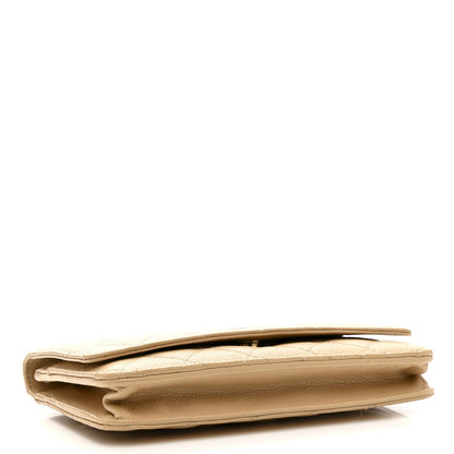 Caviar Quilted Wallet On Chain WOC Beige