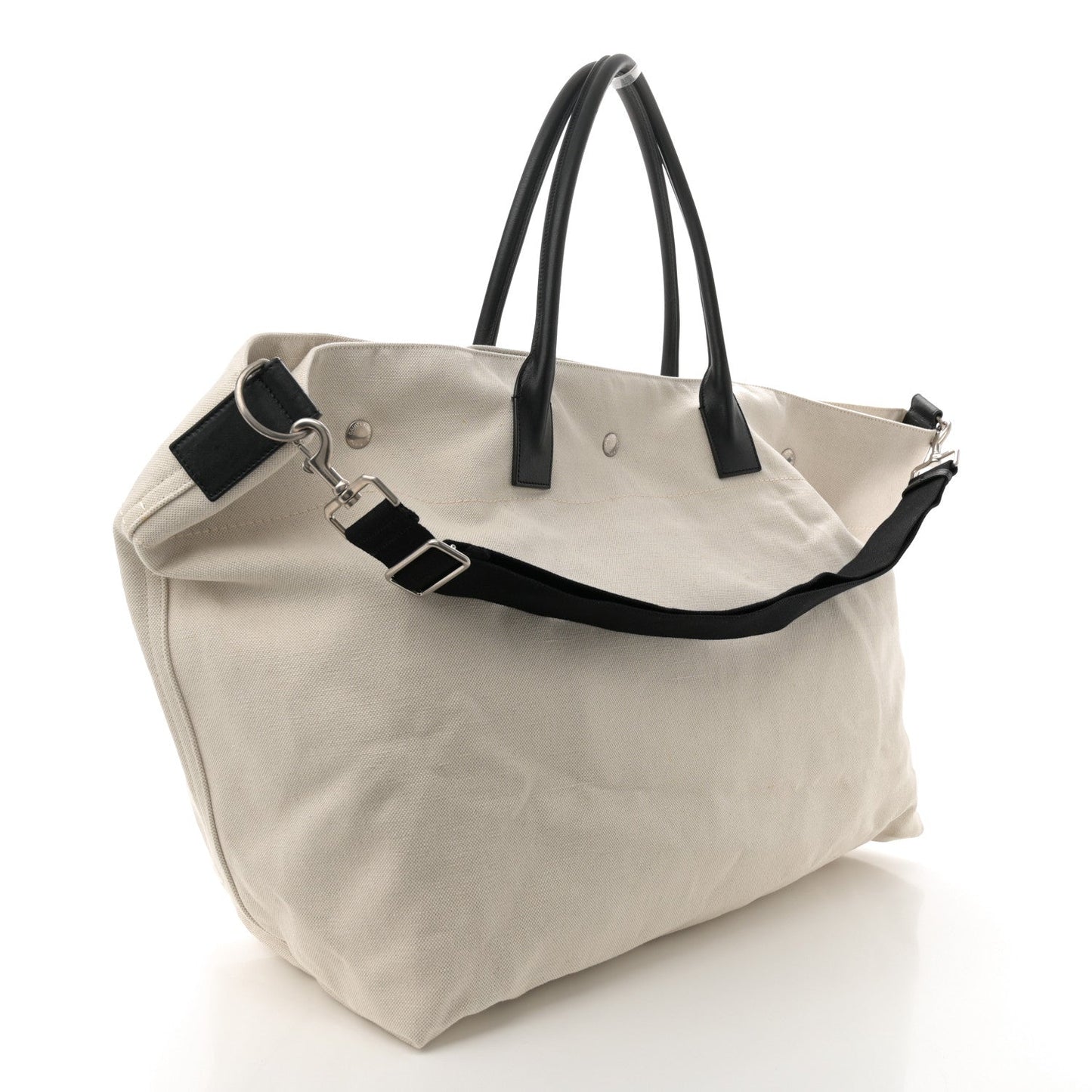 Linen Calfskin Rive Gauche Maxi Tote Grege et Noir