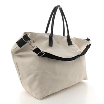Linen Calfskin Rive Gauche Maxi Tote Grege et Noir