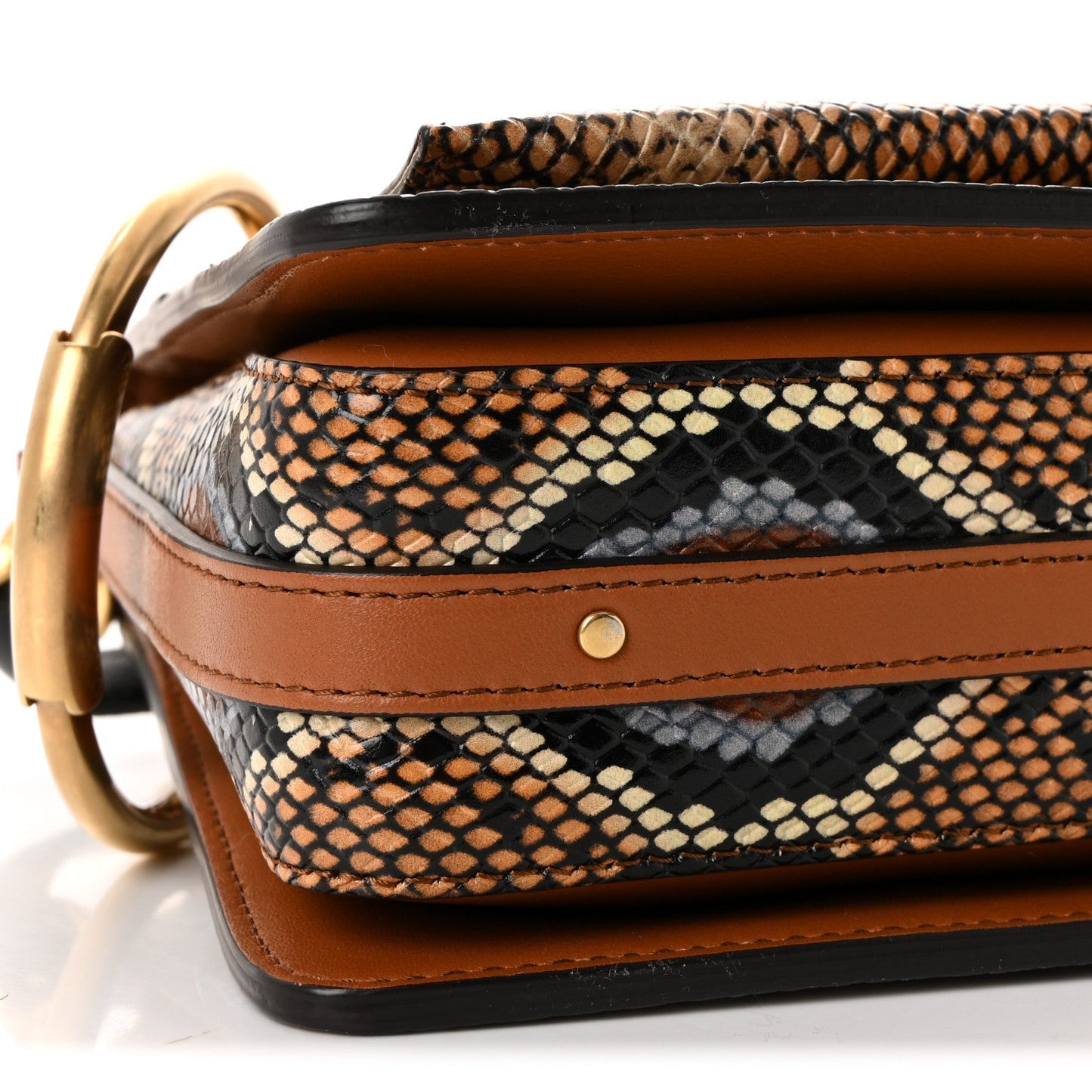 Calfskin Snakeskin Embossed Small Roy Bag Multicolor