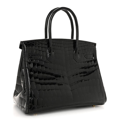 Shiny Niloticus Crocodile Birkin 30 Black