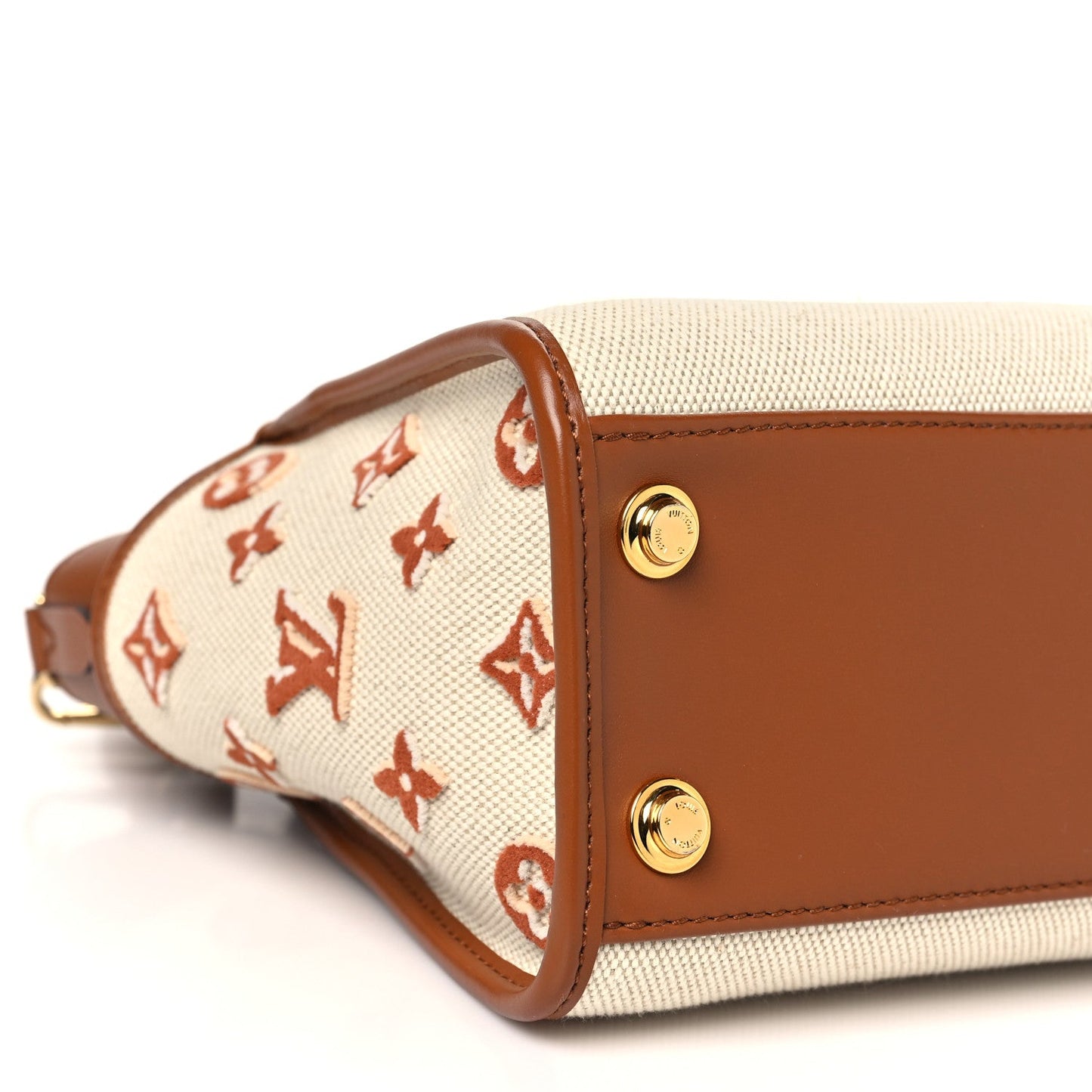 Canvas Calfskin Monogram On My Side PM Caramel Tan