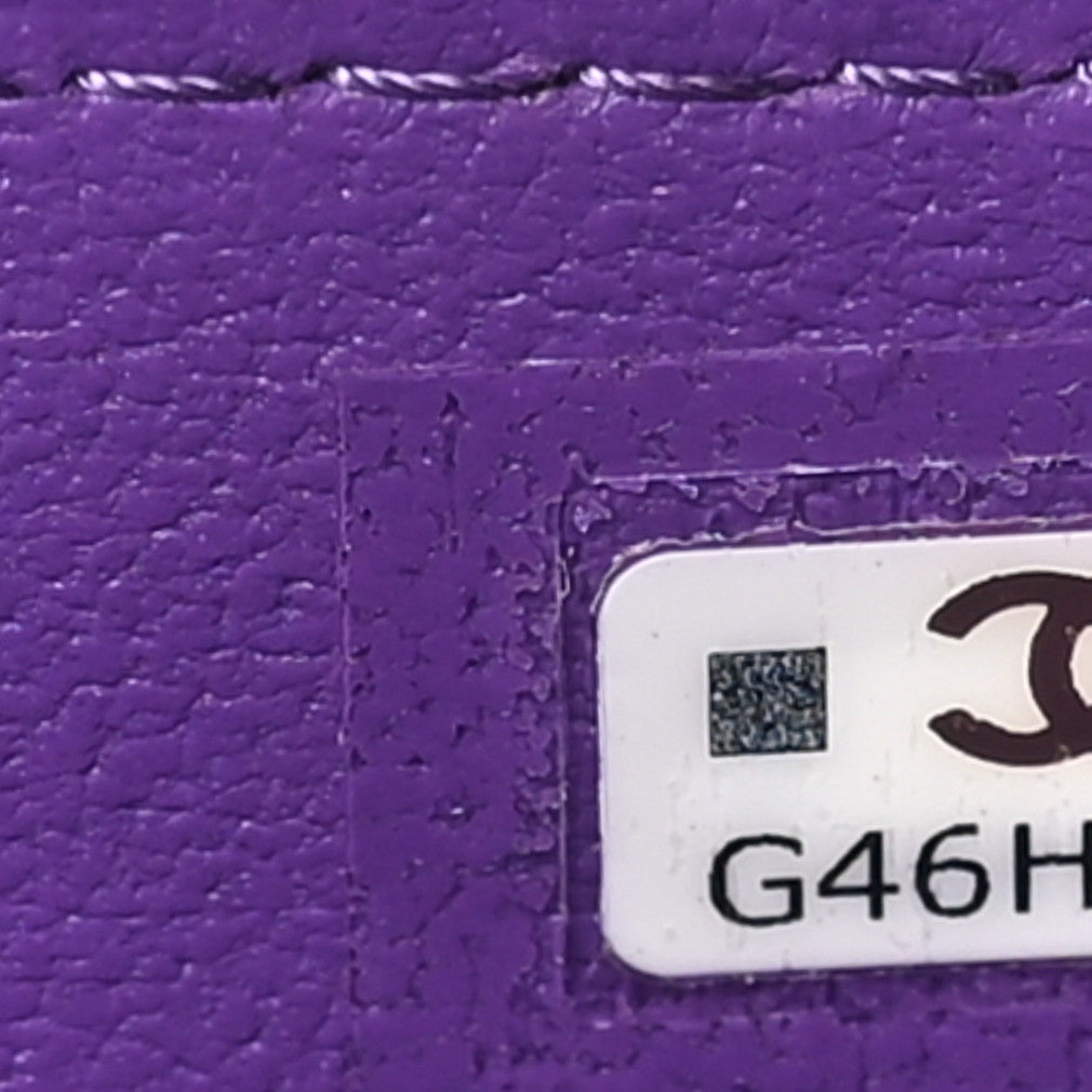 Lambskin Quilted Small Top Handle Vanity Case With Chain Purple