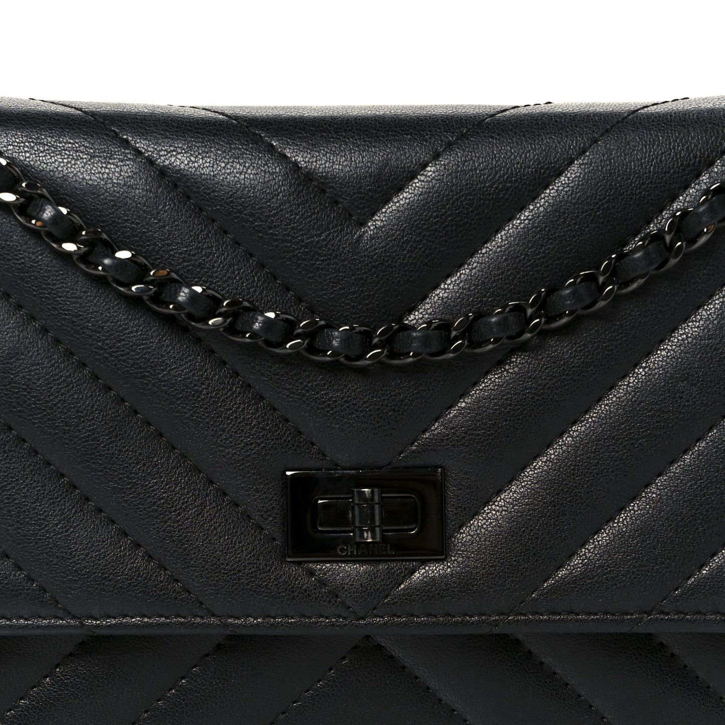 Sheepskin Chevron Reissue Wallet On Chain WOC So Black